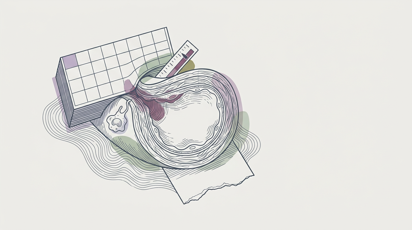 Abstract cream-and-slate line illustration on Kokorology paper, drawn for Why your endothelium hates the first Tuesday of September