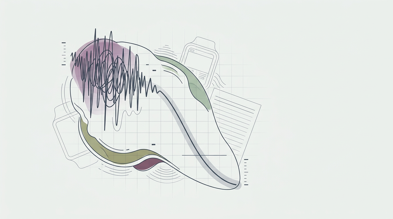 Abstract cream-and-slate line illustration on Kokorology paper, drawn for Your dreams are running on an energy deficit