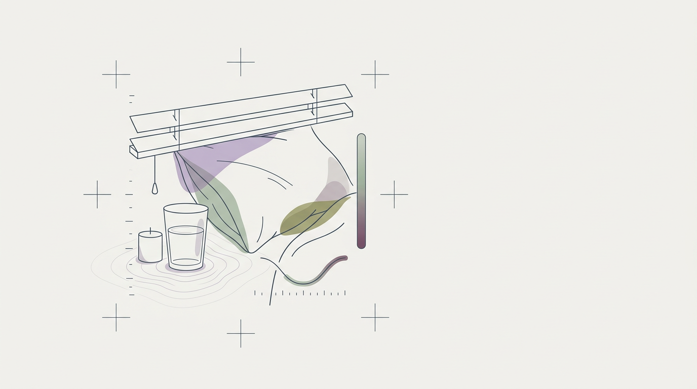 Abstract cream-and-slate line illustration on Kokorology paper, drawn for Decision fatigue is just sleep debt in a blazer