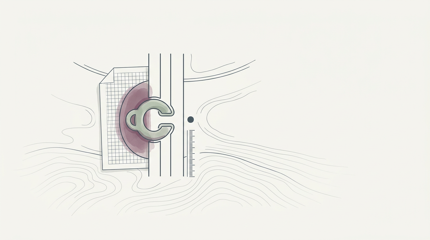 Abstract cream-and-slate line illustration on Kokorology paper, drawn for Stress, hepcidin and the ferritin that won't budge