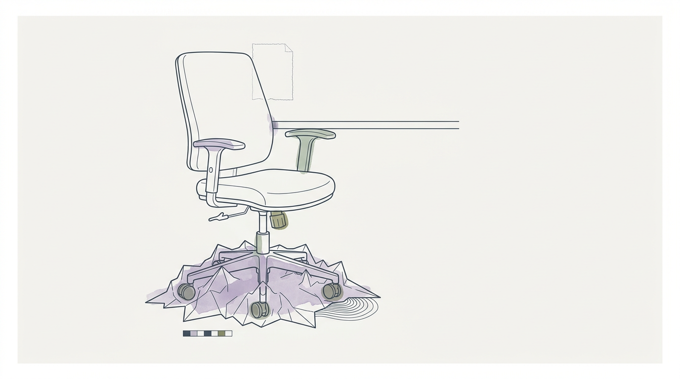 Abstract cream-and-slate line illustration on Kokorology paper, drawn for Your desk job is a low-grade freeze response