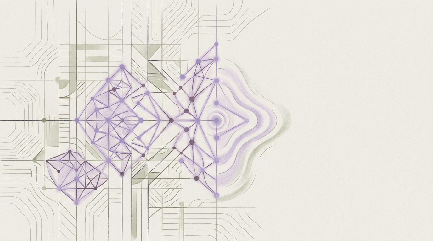 Abstract cream-and-slate line illustration on Kokorology paper, drawn for A Berlin ADHD developer boosted focus by 30%