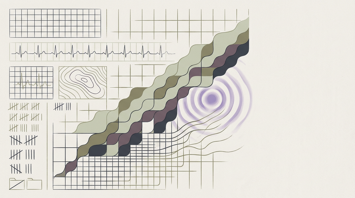 Abstract cream-and-slate line illustration on Kokorology paper, drawn for Boosting Sales Performance Under Pressure