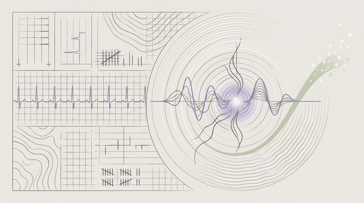 Abstract cream-and-slate line illustration on Kokorology paper, drawn for Boulder Cyclist Boosts Cycling Performance 7% in 12 Weeks