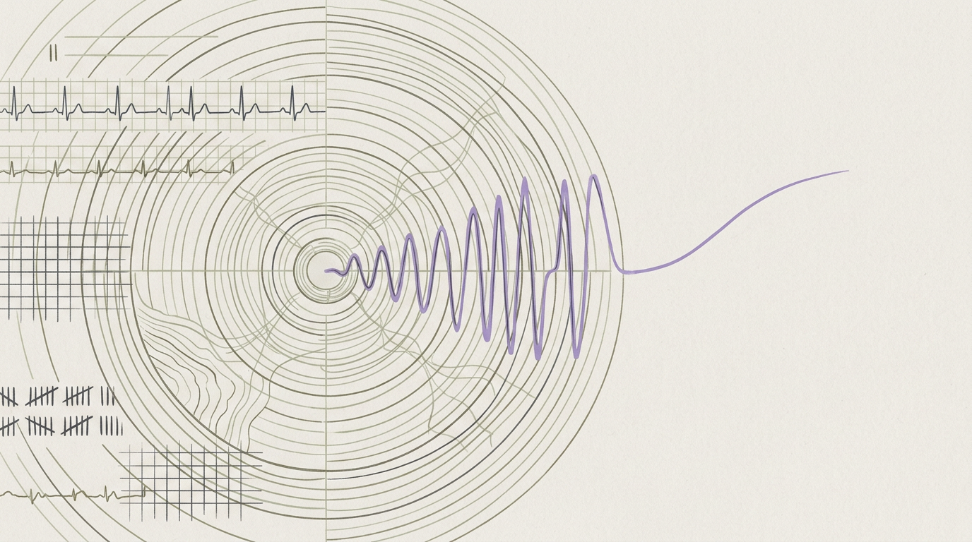 Abstract cream-and-slate line illustration on Kokorology paper, drawn for Cracking the Code: +9% VO2 Max, Unlocking Endurance Performance