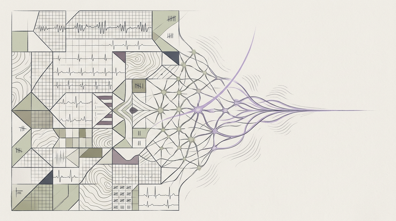 Abstract cream-and-slate line illustration on Kokorology paper, drawn for Elevated Executive Performance: From Dip to Peak