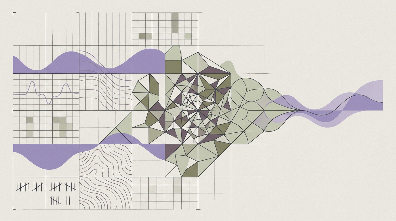 Abstract cream-and-slate line illustration on Kokorology paper, drawn for From Chokehold to Command: My Client's New Presentation Confidence