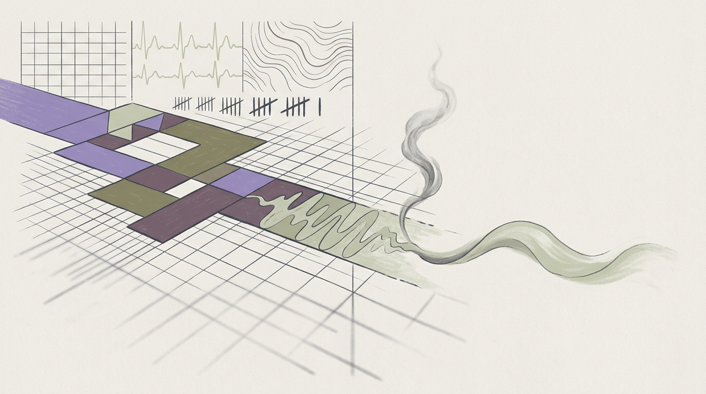 Abstract cream-and-slate line illustration on Kokorology paper, drawn for Mastering Sales Pressure: From Tired to Tactful