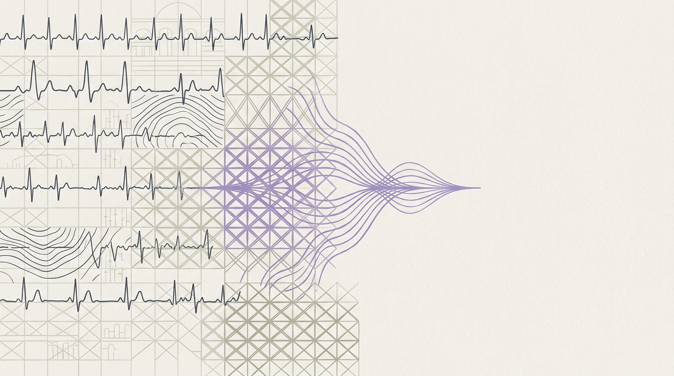 Abstract cream-and-slate line illustration on Kokorology paper, drawn for Regaining Cognitive Edge: A Perimenopause Success Story