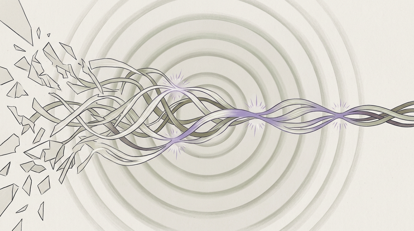 Abstract cream-and-slate line illustration on Kokorology paper, drawn for Regaining Focus: Perimenopause Support for Brain Fog